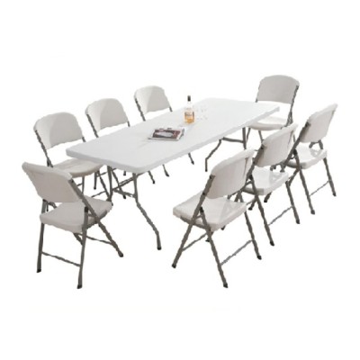 Bộ bàn ghế giả ngoại bằng nhựa màu trắng