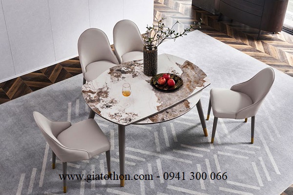 bộ bàn ghế ăn tròn thông minh 2 tầng