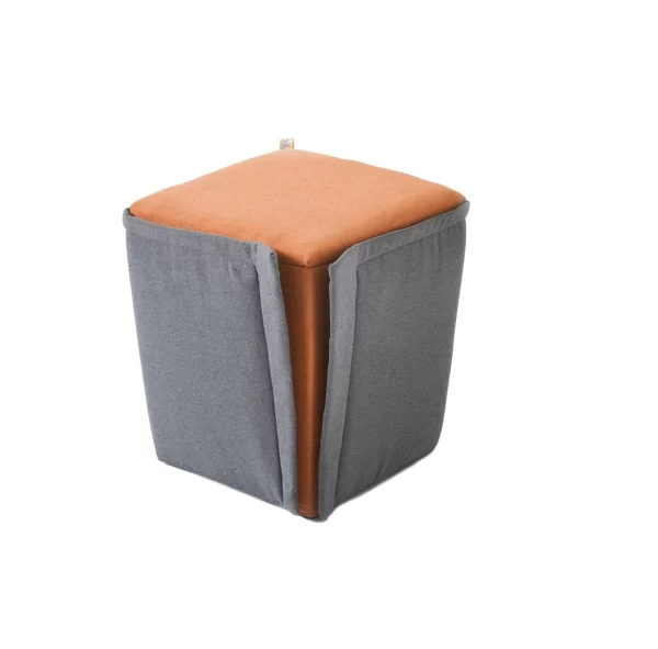 gaber finferlo pouffe with exterior upholstery grey cover and central orange cushion