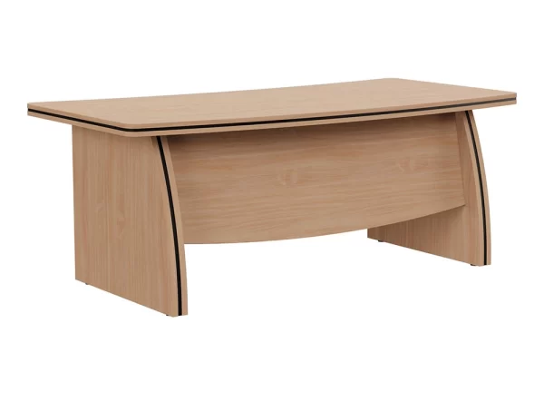 oskar executive bow front desk with panel legs in beech