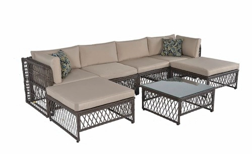 outdoor patio pe wicker rattan sofa sectional furniture set with cushion pillow cover steel frame brown provence series 1531726087466 4