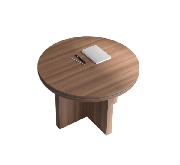 status executive furniture range circular meeting table in lowland nut finish 1